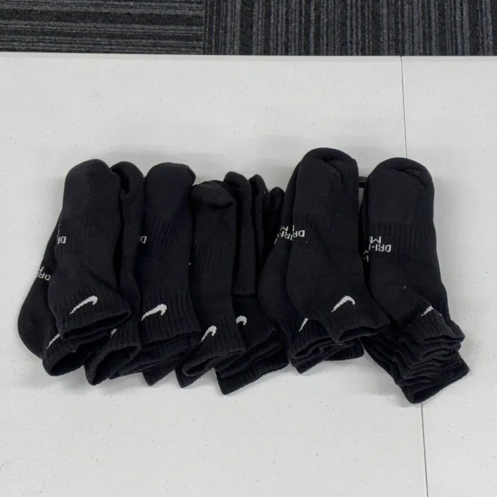 Nike Kid's Ankle Black Medium Socks NEW 12 Pairs